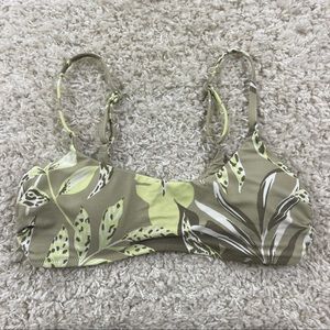 aerie offline medium real me swim scoop womens swimsuit bikini top green floral